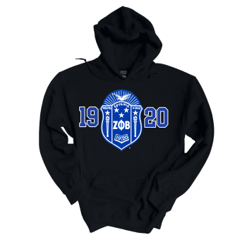 Zeta Phi Beta 1920 with Middle Shield Hoodie