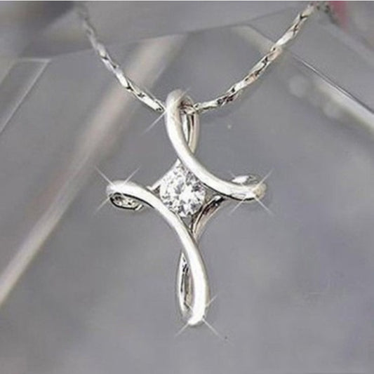 Cross cubic zirconia pendant Necklace