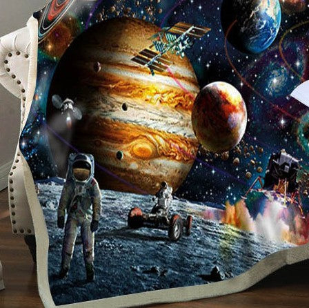 Sloth Blankets For Bed Outer Space Sherpa Fleece Blanket