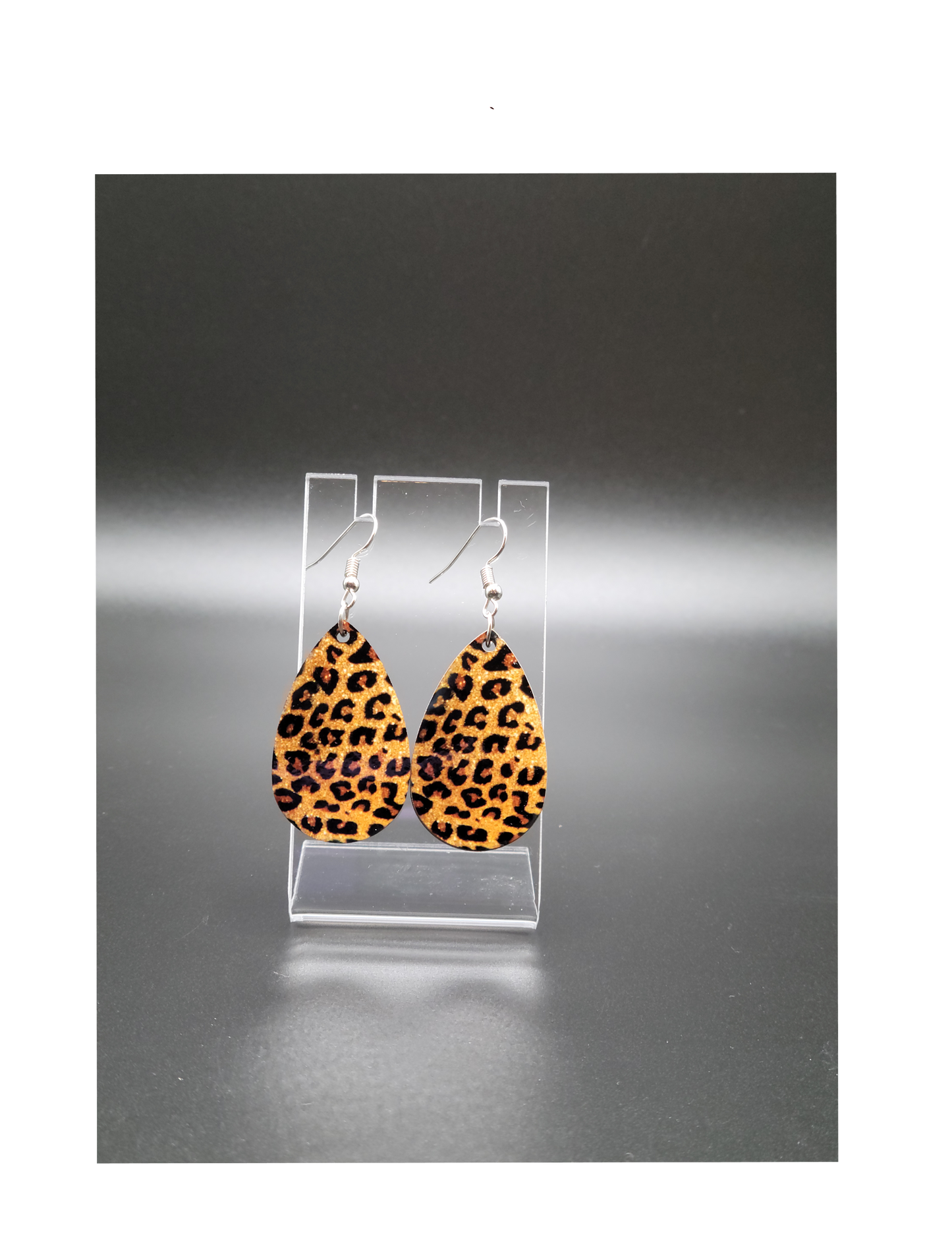 Brown Leopard Tear Drop Earrings