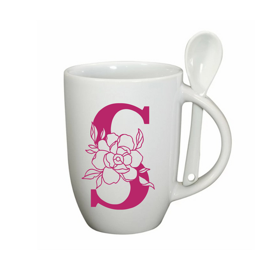 Floral Letter Monogram Mug