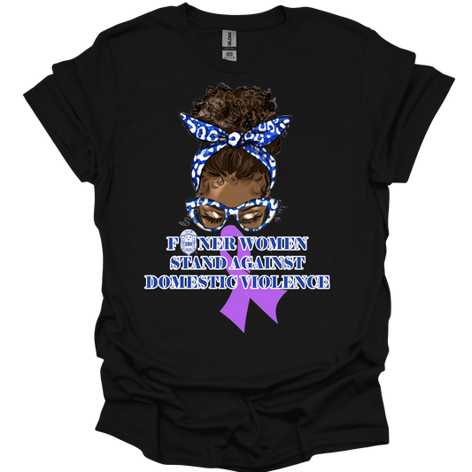 Zeta Phi Beta Domestic Violence Messy Bun Tee