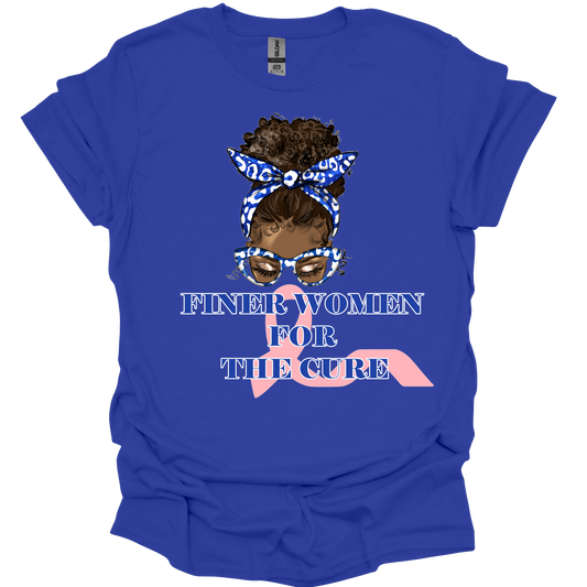 Zeta Phi Beta Finer Women For The Cure Messy Bun T-shirt