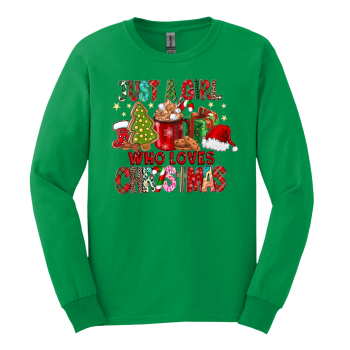 Just A Girl Who Loves Christmas Multi Color Long Sleeve T-Shirt
