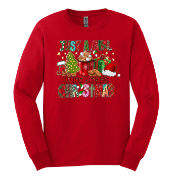 Just A Girl Who Loves Christmas Multi Color Long Sleeve T-Shirt