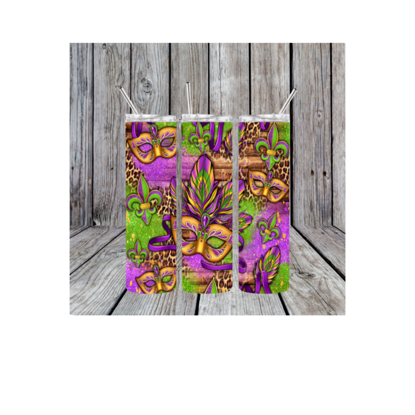 Mardi Gras Mask 20oz Skinny Tumbler (Made in the USA)