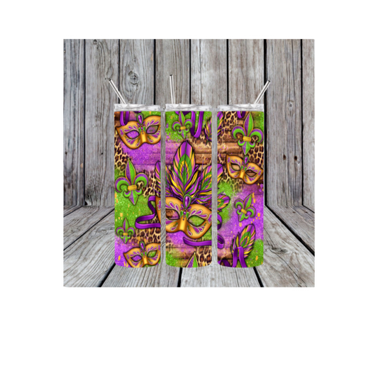 Mardi Gras Mask 20oz Skinny Tumbler (Made in the USA)