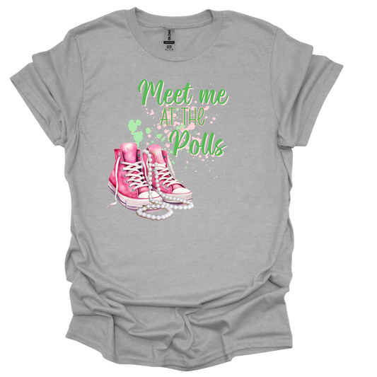 Meet Me At The Polls – Pink Chucks T-Shirt