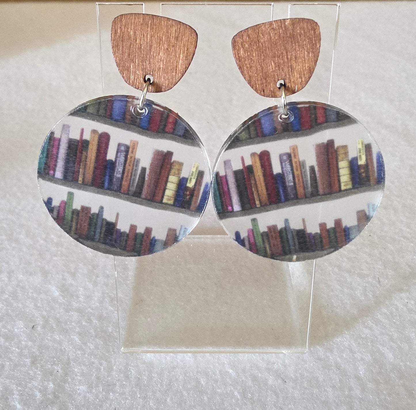 Hand Painted Bookshelf Earrings
