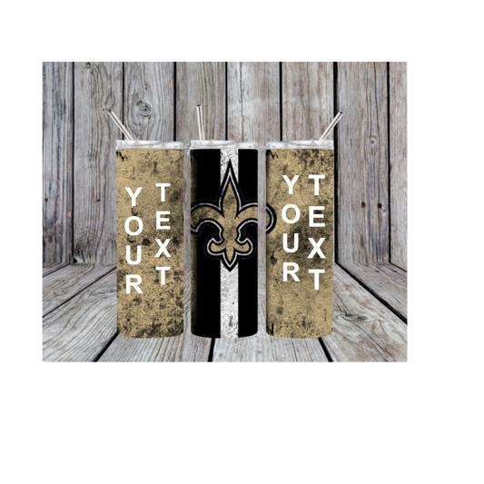 Black and Gold Fleur De Lis Grunge 20 oz Skinny Tumbler (Made in The USA)
