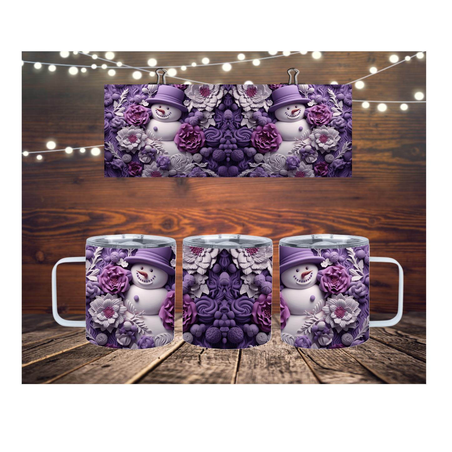 Frosty The Purple Snowman 12oz Insulated Mug with Lid