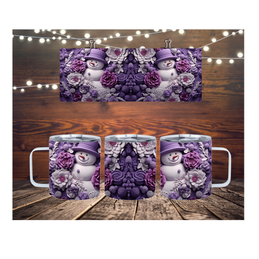 Frosty The Purple Snowman 12oz Insulated Mug with Lid