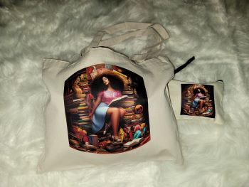Canvas Tote Bag-Stacked Books Big Hair