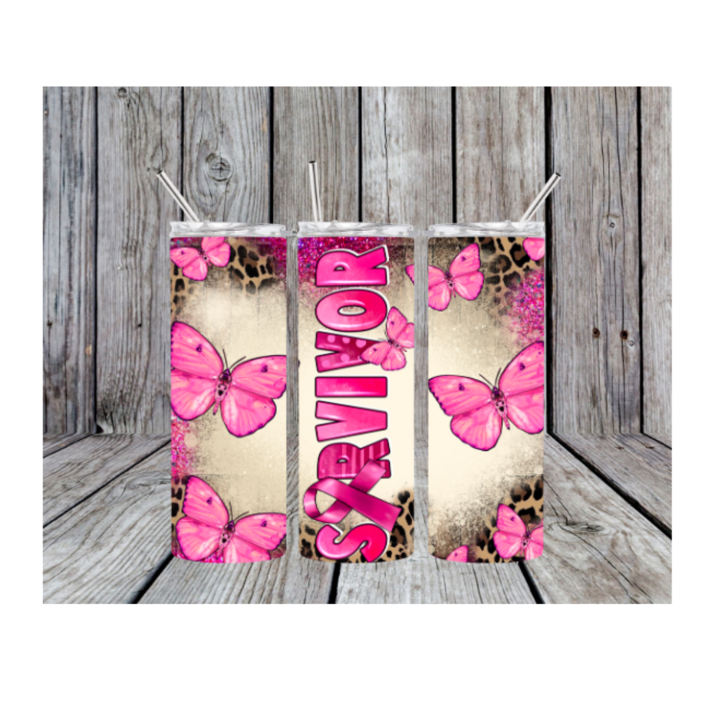 Survivor Butterfly 20oz Skinny Tumbler MADE IN THE USA