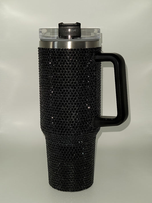 40oz Bling Tumbler with Handle - Black