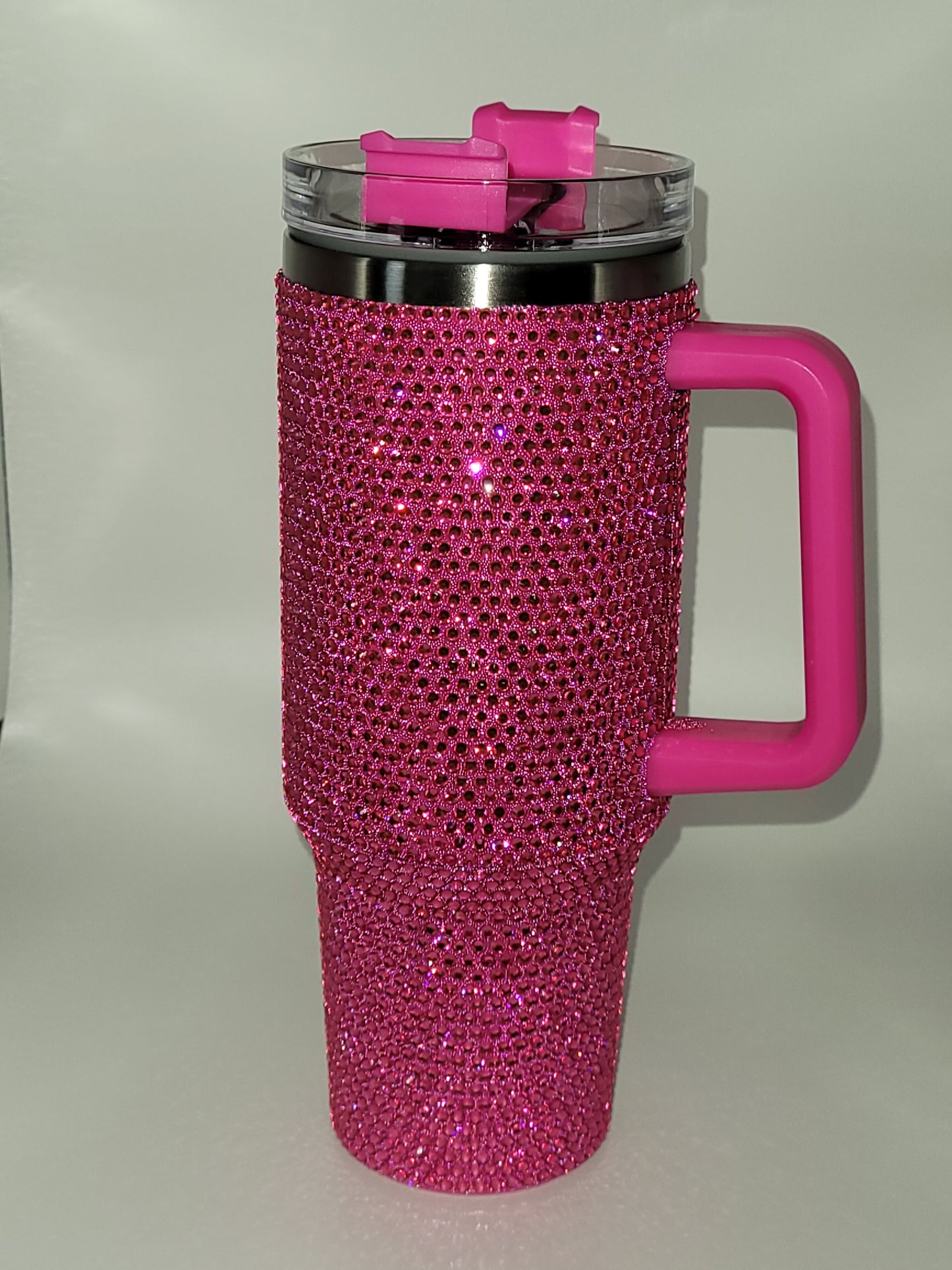 40oz Bling Tumbler with Handle - Hot Pink