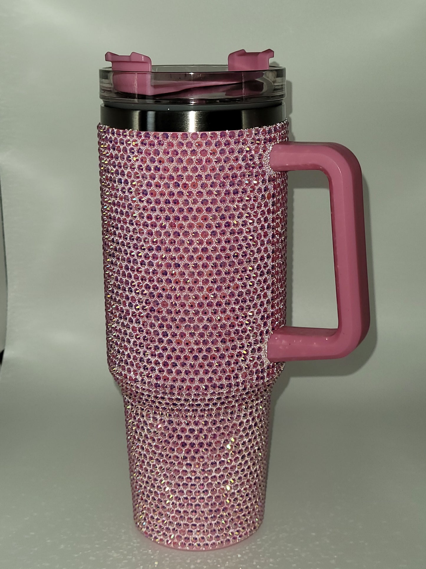 40oz Bling Tumbler with Handle - Hot Pink
