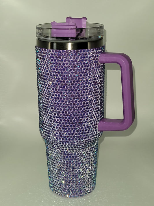 40oz Bling Tumbler with Handle - Purple