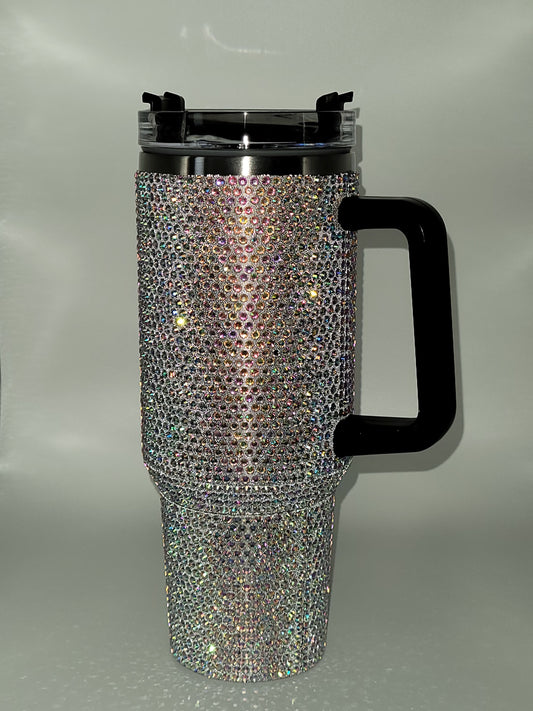 40oz Bling Tumbler with Handle - Silver