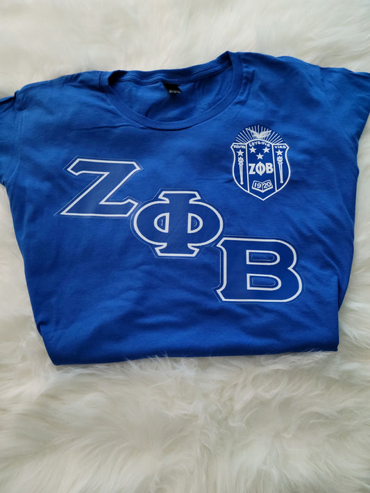 Zeta Phi Beta Diagonal Letters with Shield T-shirt
