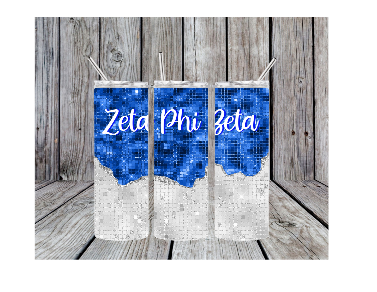 Zeta Phi Beta Faux Brick Glitter 20oz Skinny Tumbler