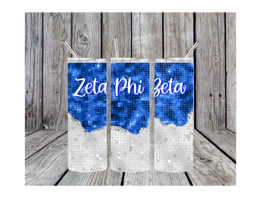 Zeta Phi Beta Faux Brick Glitter 20oz Skinny Tumbler