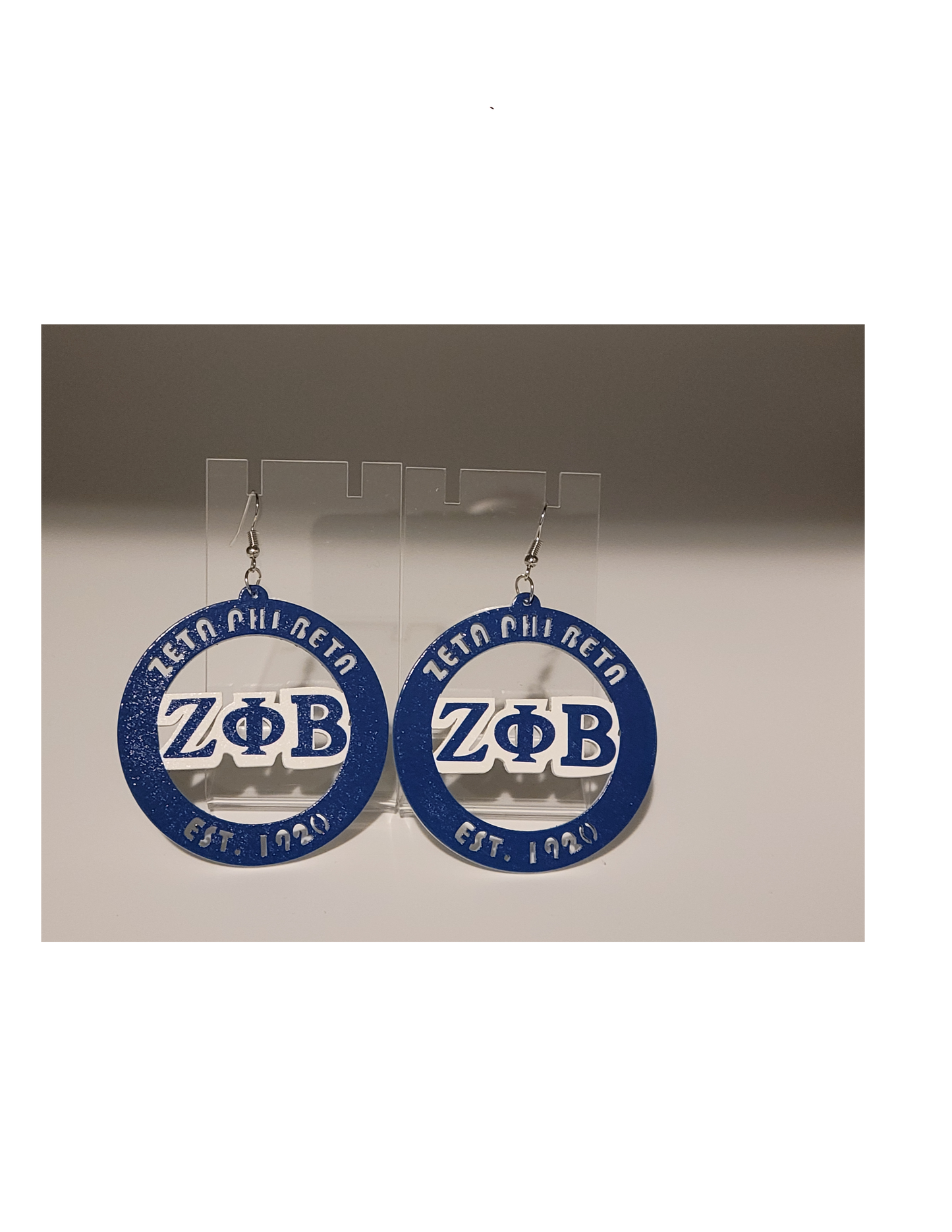 Zeta Phi Beta Large Blue Round Earrings