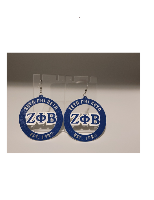 Zeta Phi Beta Large Blue Round Earrings