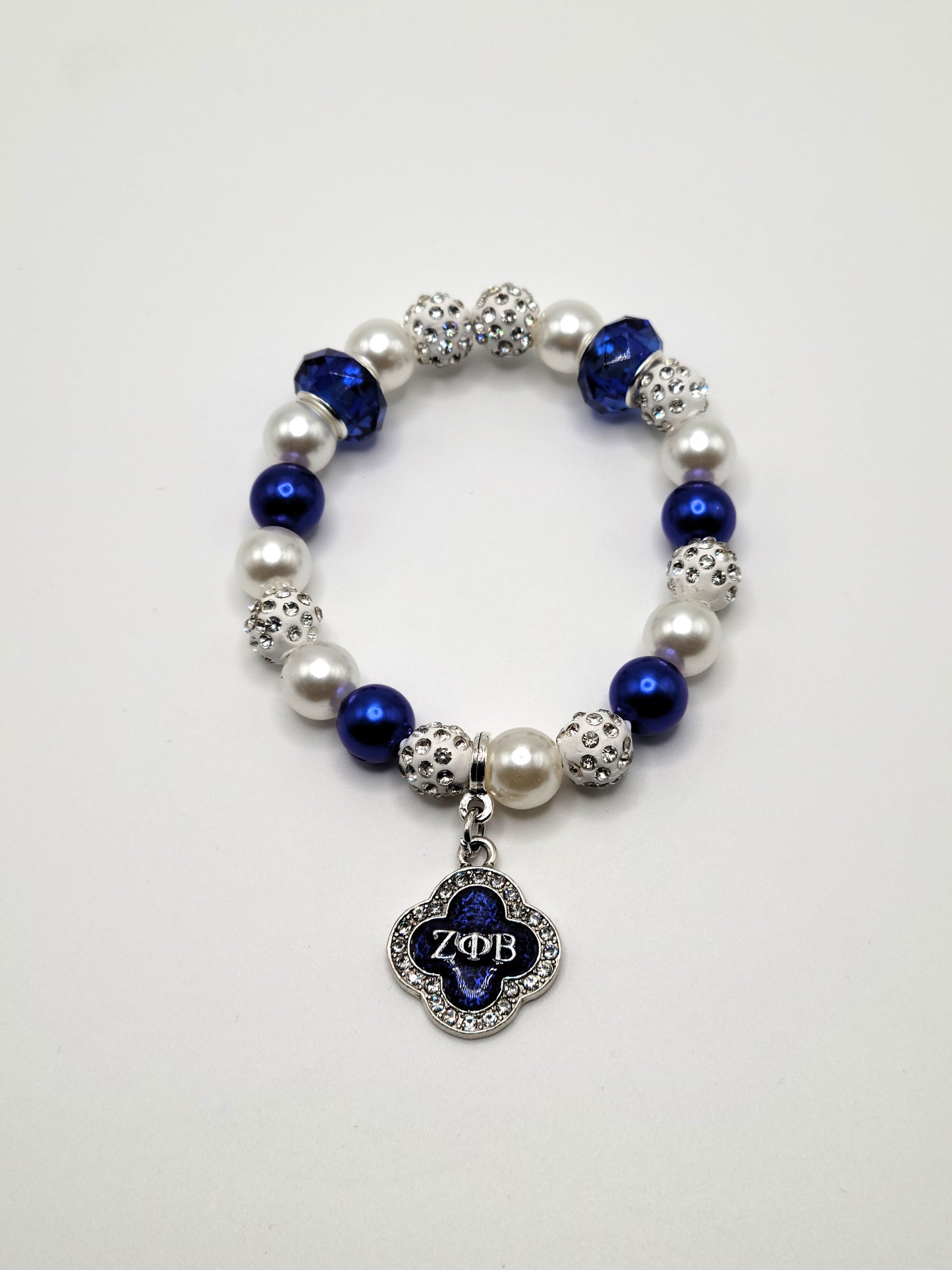 Zeta Phi Beta Flower Charm with Rhinestones