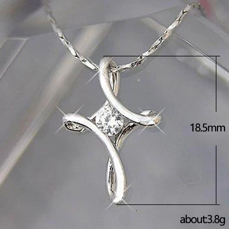 Cross cubic zirconia pendant Necklace