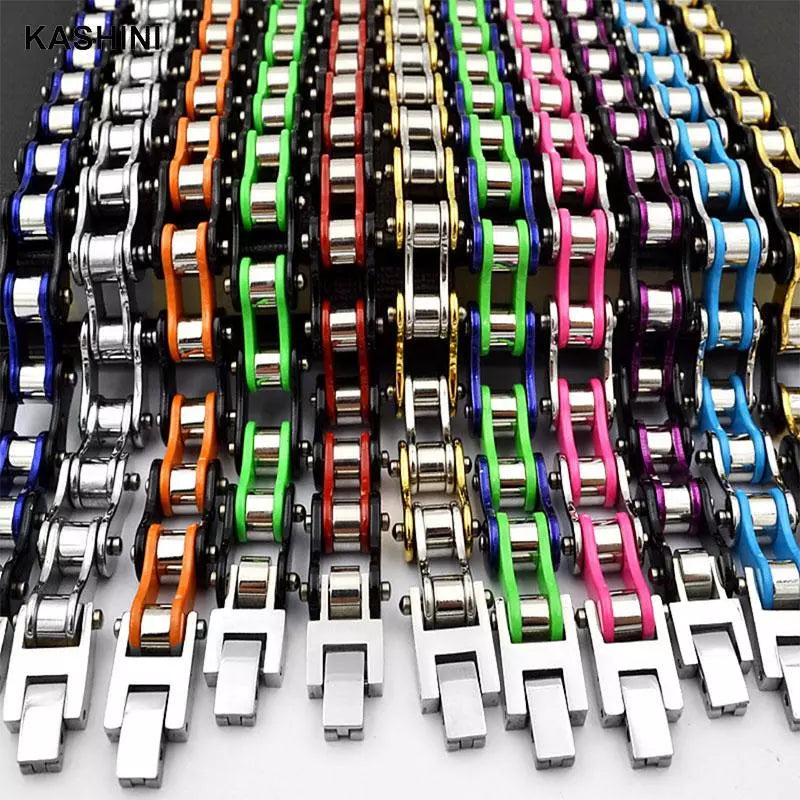Men's Bracelets Bangles Punk Biker Bicycle Motorcycle Multicolor Chain Bracelets For Men Stainless Steel Jewelry dropshipping