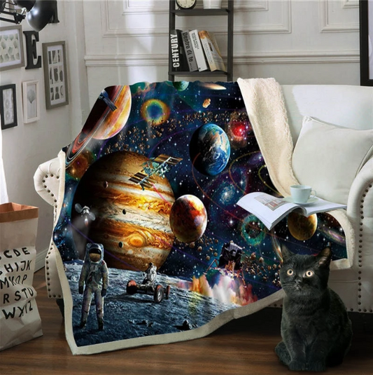 Sloth Blankets For Bed Outer Space Sherpa Fleece Blanket