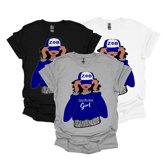 Zeta Phi Beta Baseball Cap Girl T-Shirt - Blue