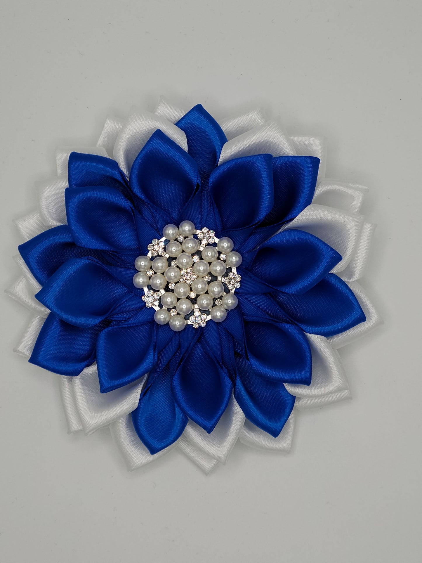 Blue and White Pearl Brooch