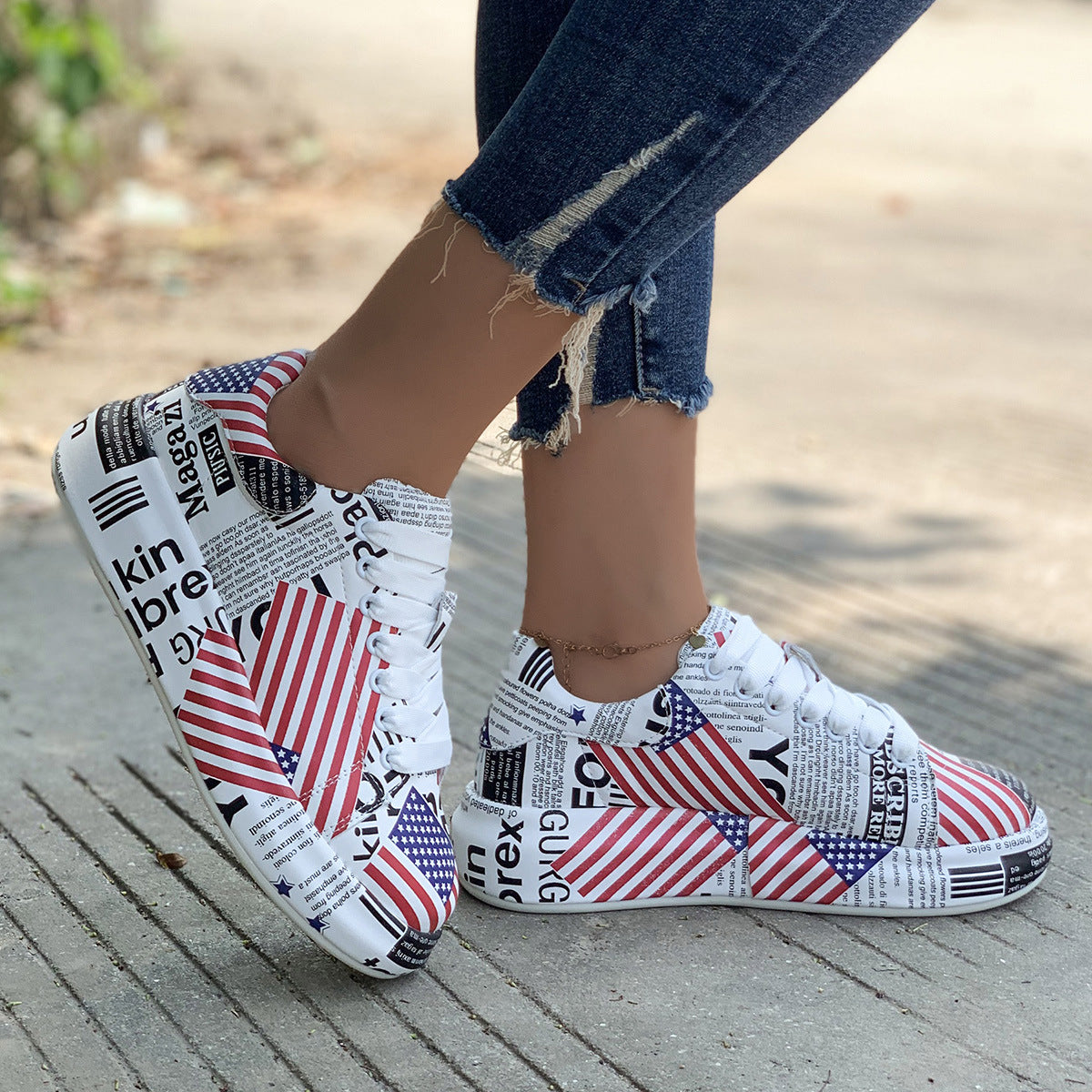 Women's Fashion Casual Platform Painted Sneakers