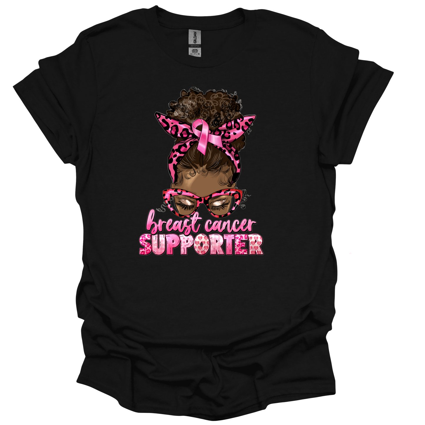 Breast Cancer Supporter Black Bun T-shirt