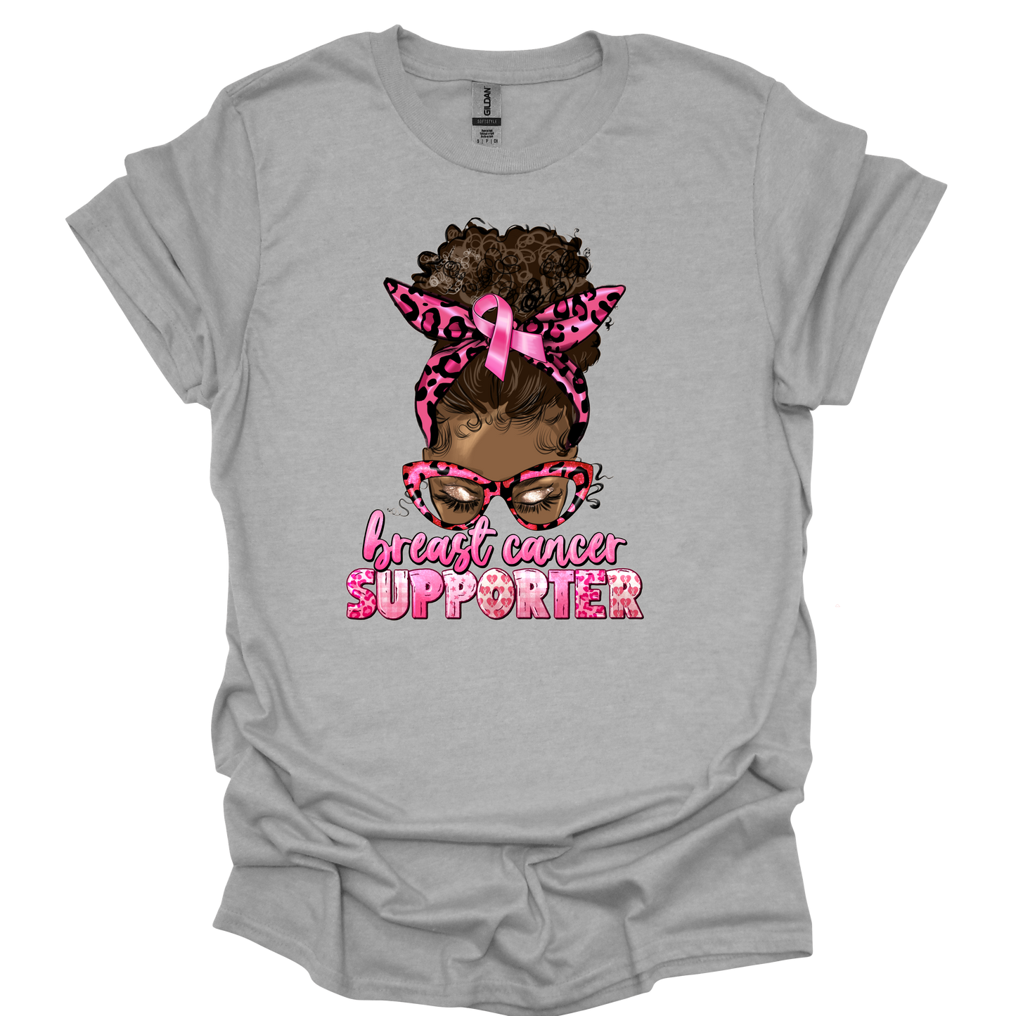 Breast Cancer Supporter Black Bun T-shirt