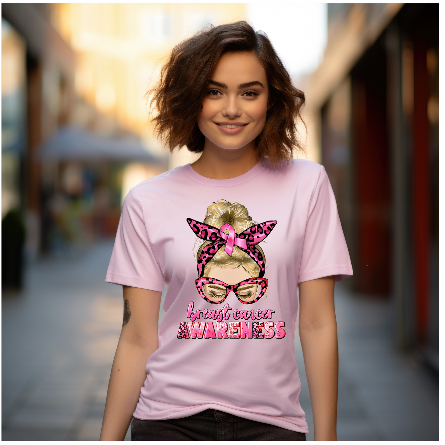 Breast Cancer Supporter Blonde Bun T-shirt