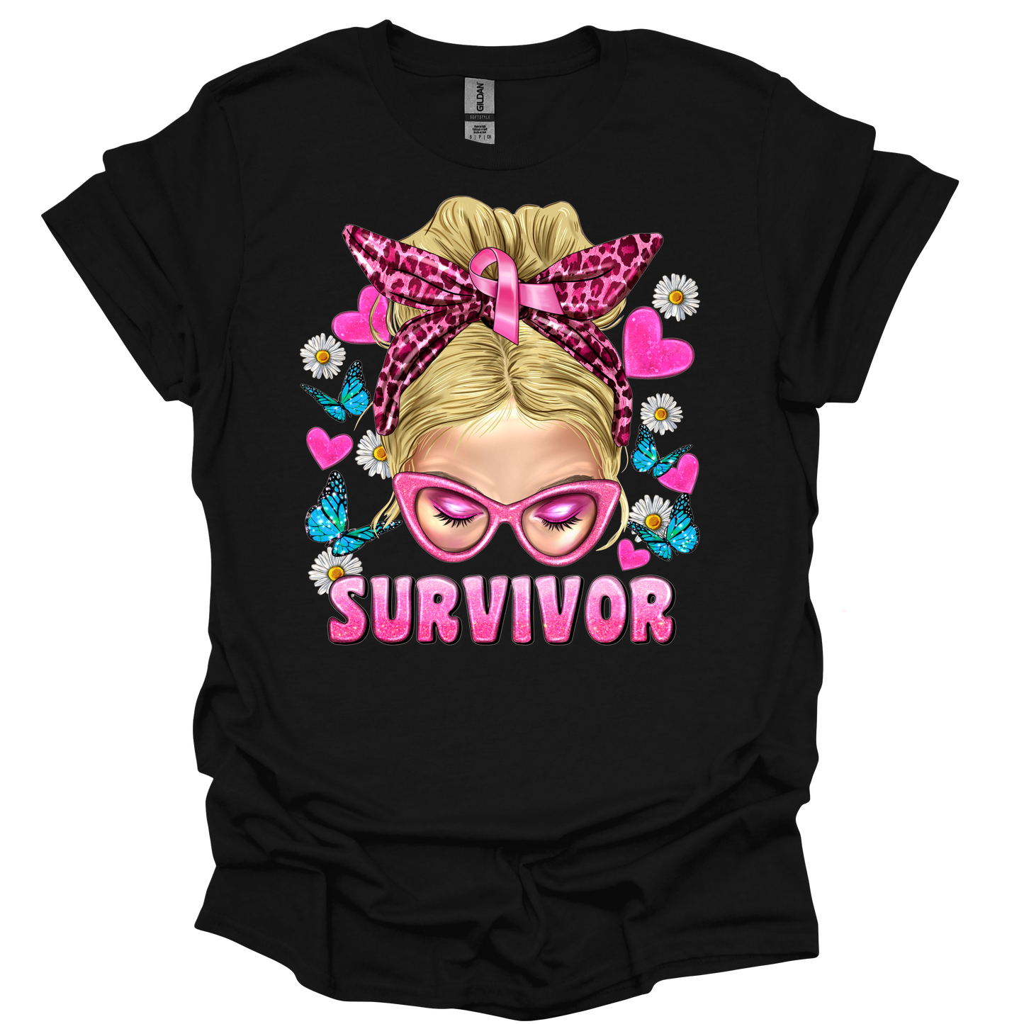 Breast Cancer Survivor Blonde Bun T-shirt