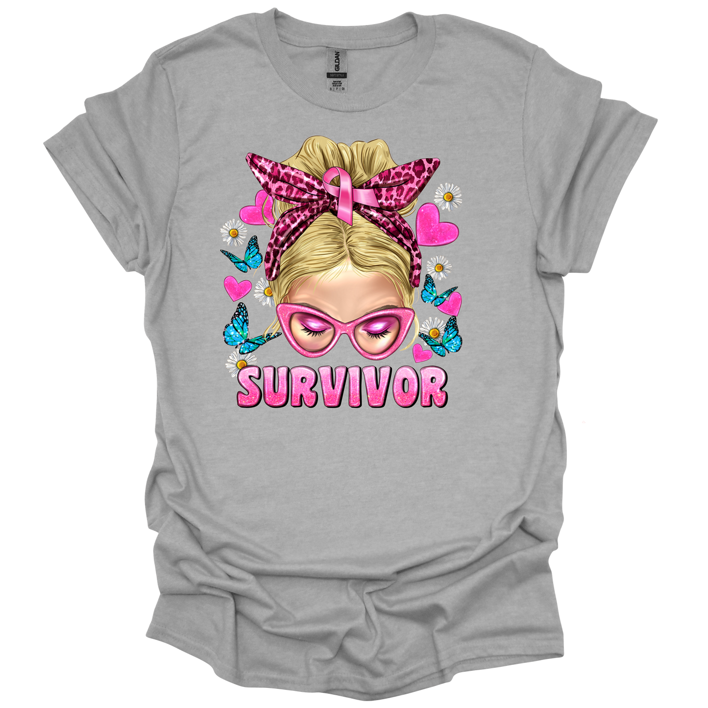 Breast Cancer Survivor Blonde Bun T-shirt