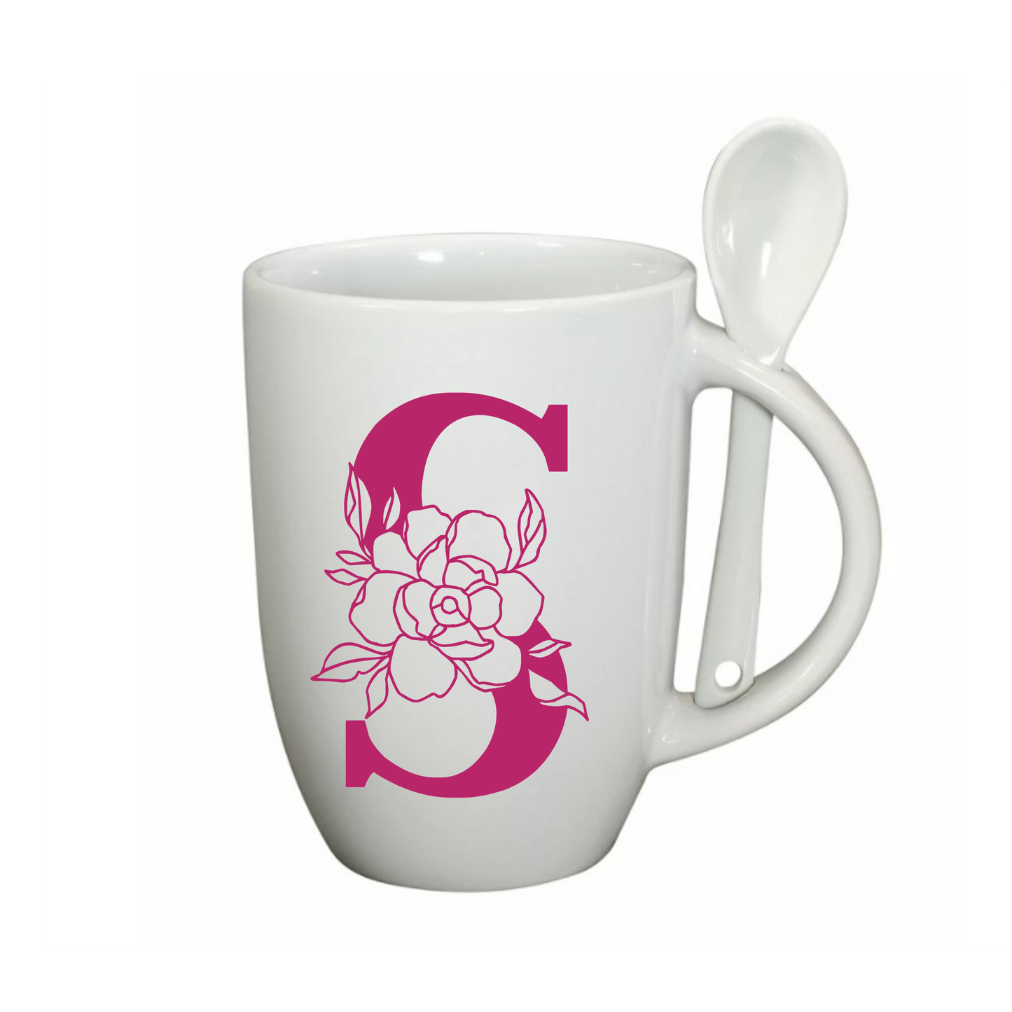 Floral Letter Monogram Mug