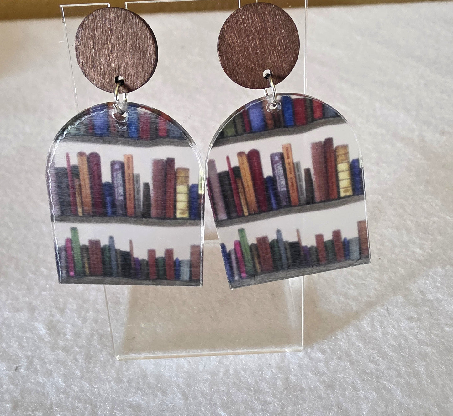Hand Painted Bookshelf Earrings