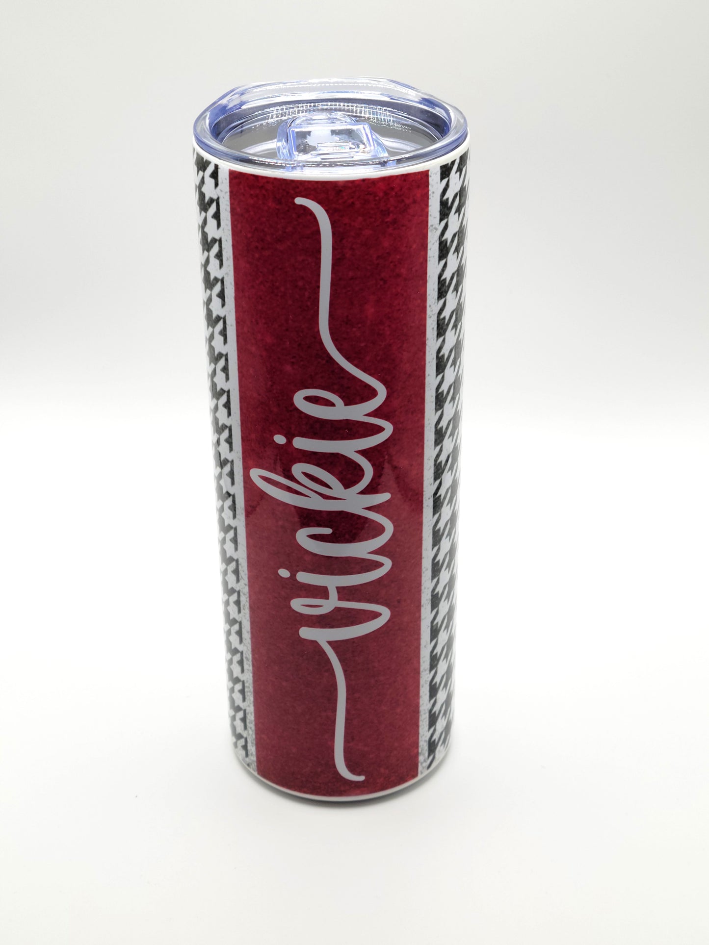 Crimson and Houndstooth 20oz Skinny Tumbler