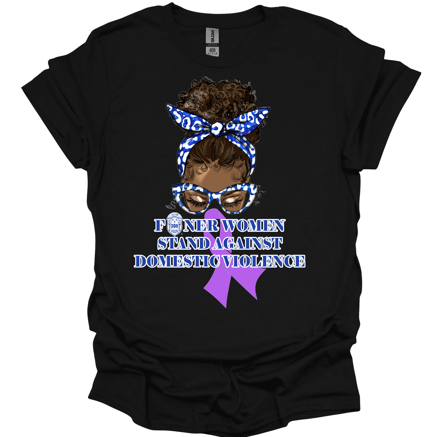 Zeta Phi Beta Domestic Violence Messy Bun Tee