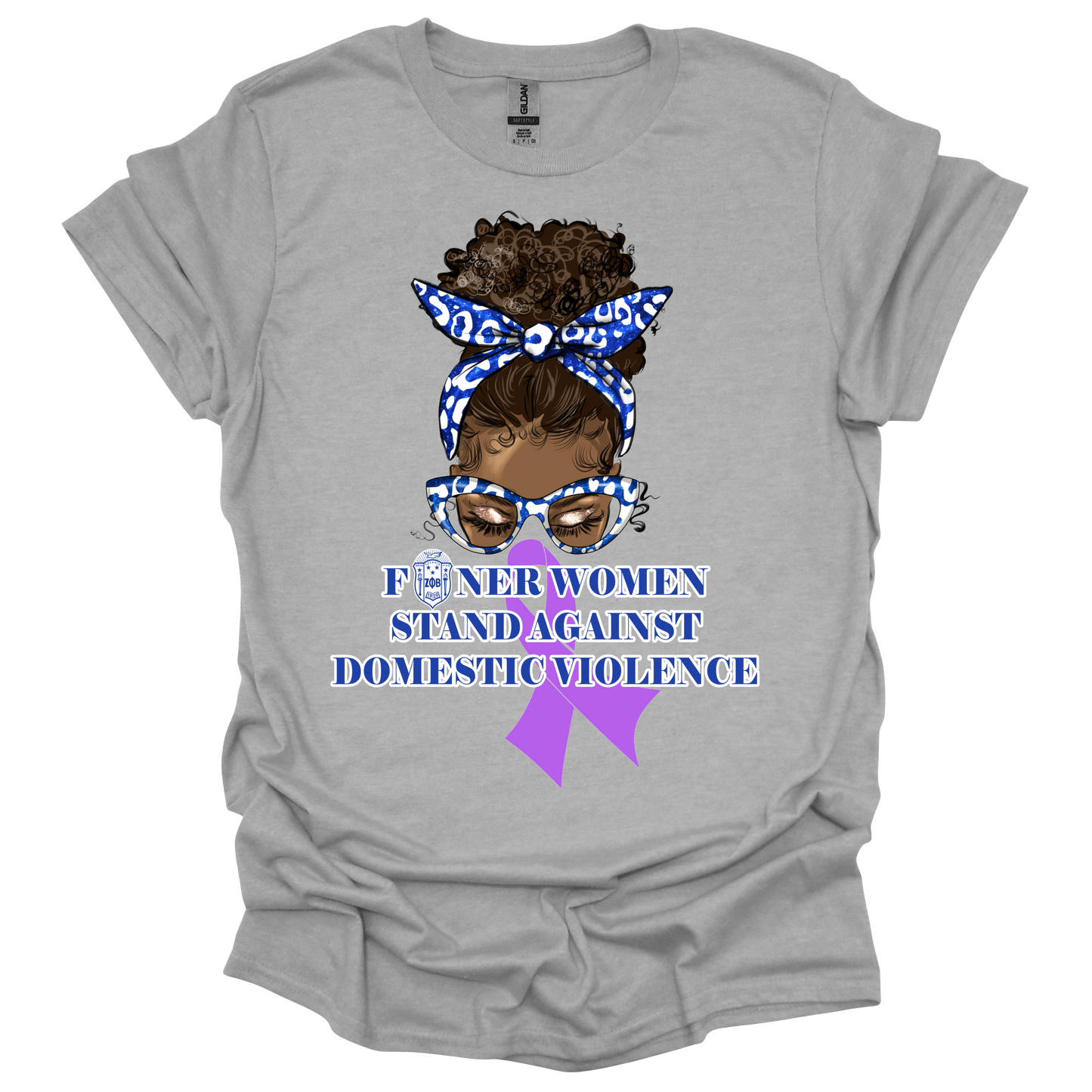 Zeta Phi Beta Domestic Violence Messy Bun Tee