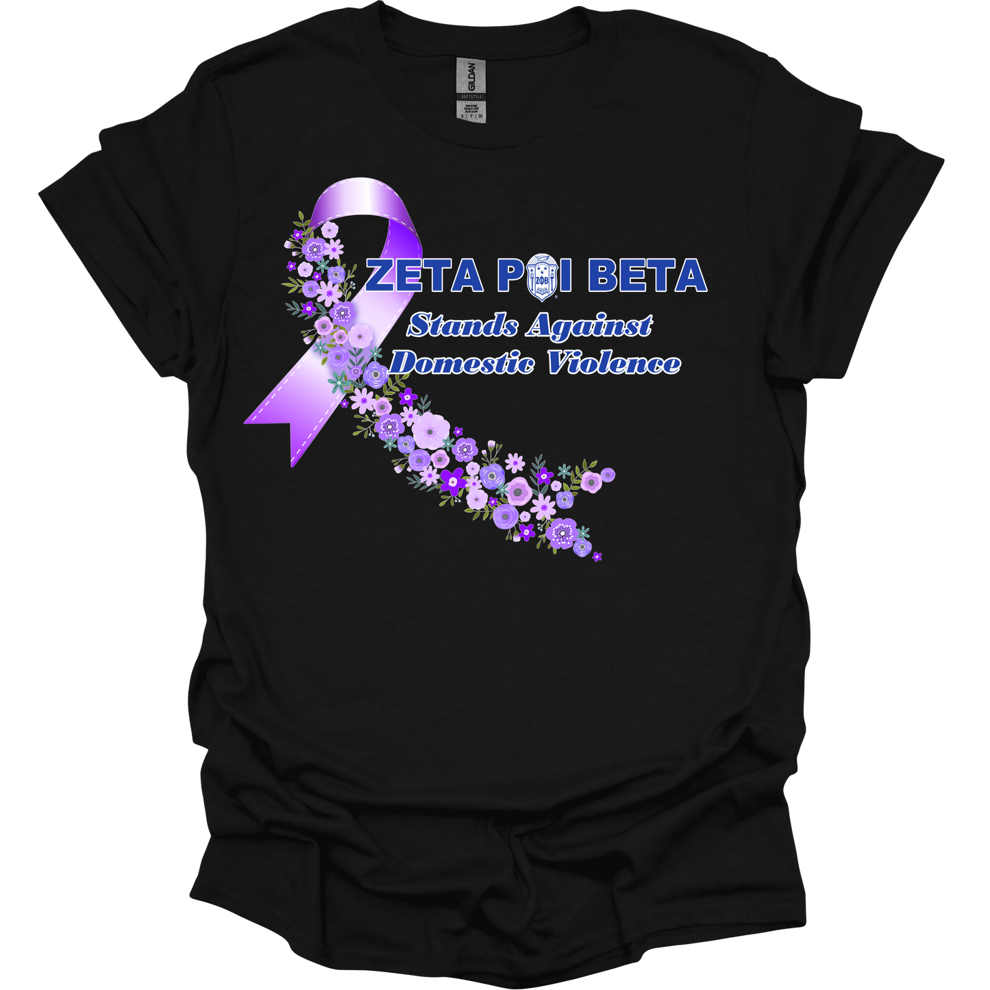 Zeta Phi Beta Domestic Violence Purple Flower Ribbon Tee