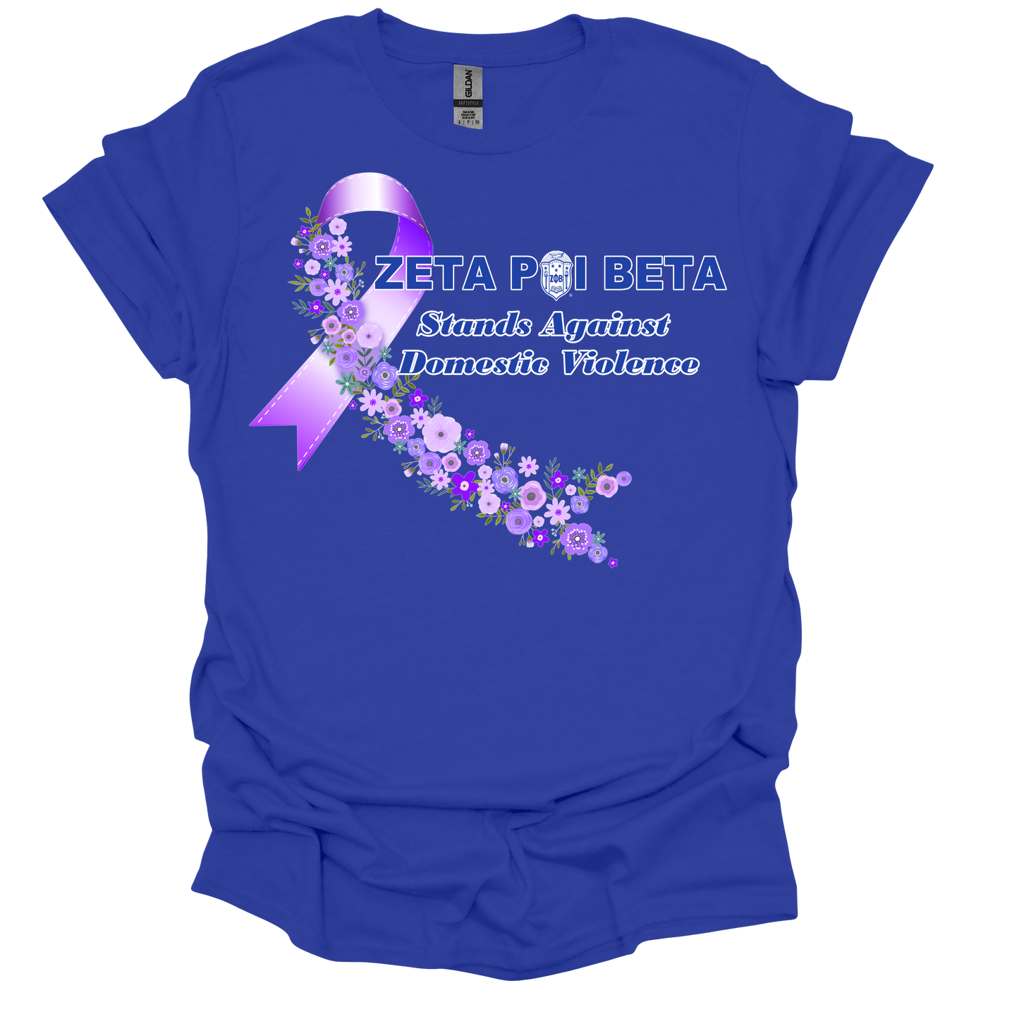 Zeta Phi Beta Domestic Violence Purple Flower Ribbon Tee