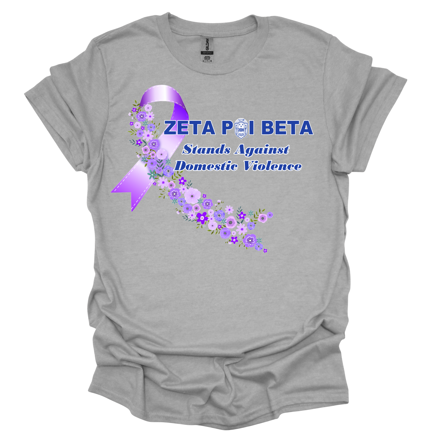 Zeta Phi Beta Domestic Violence Purple Flower Ribbon Tee