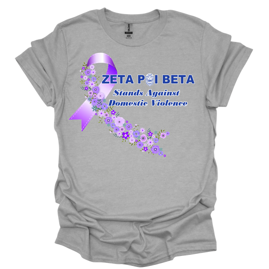 Zeta Phi Beta Domestic Violence Purple Flower Ribbon Tee