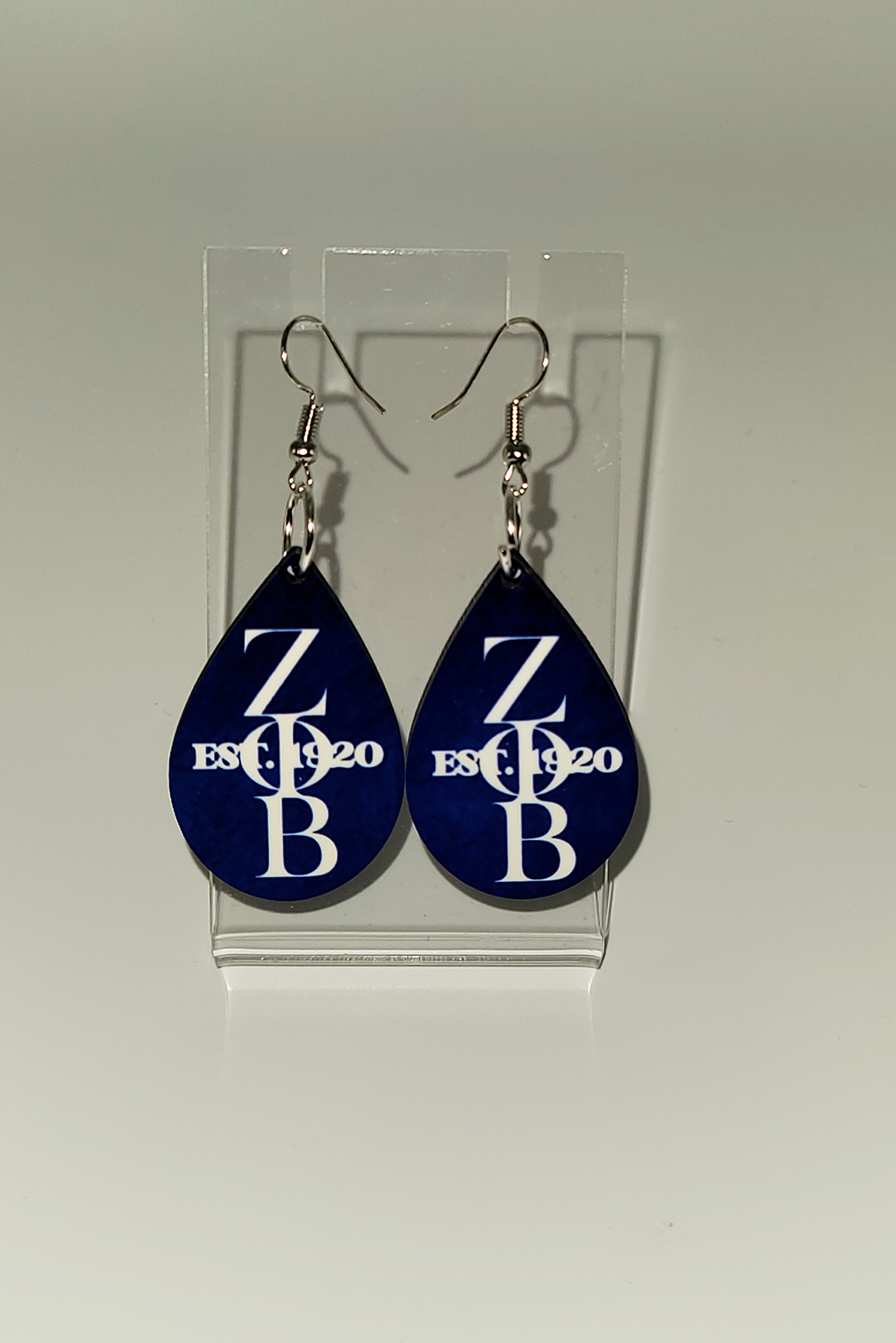 Zeta Phi Beta Blue Teardrop Earrings (Made in the USA)